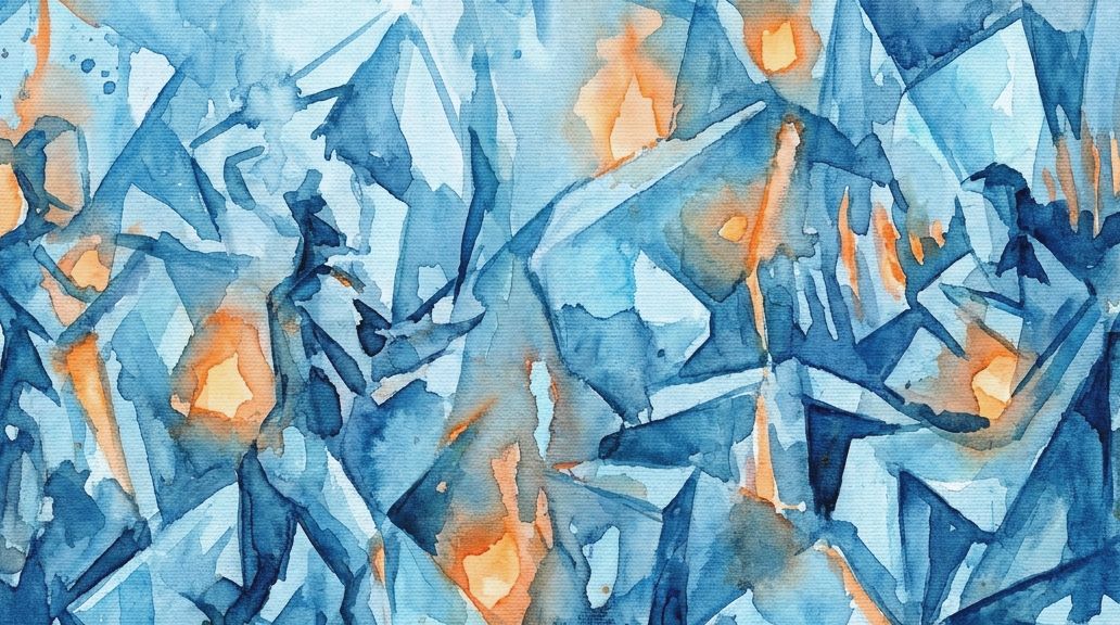 Watercolor painting of blue figures holding orange lights, depicting a Damin ceremonial register.